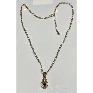 Unsigned Goldtone Valentines Red Crystal Pendant Necklace Mob Wife Fairy VTG